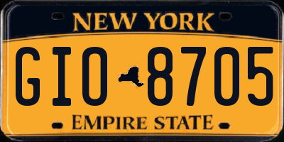 NY license plate GIO8705