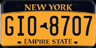 NY license plate GIO8707