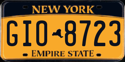 NY license plate GIO8723