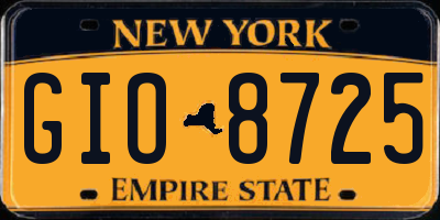 NY license plate GIO8725