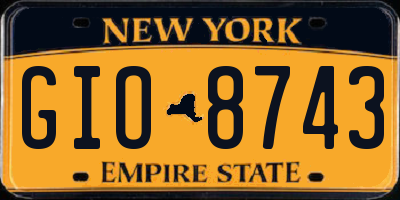 NY license plate GIO8743