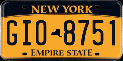 NY license plate GIO8751