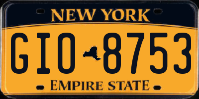 NY license plate GIO8753