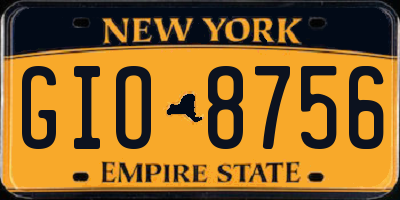 NY license plate GIO8756