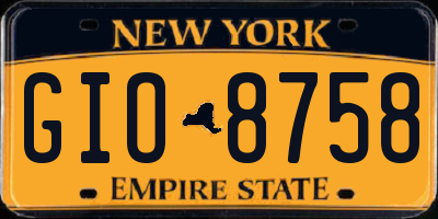 NY license plate GIO8758
