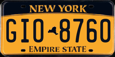 NY license plate GIO8760