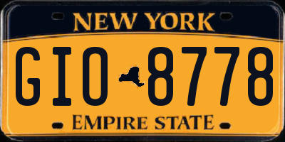NY license plate GIO8778