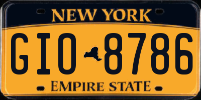 NY license plate GIO8786