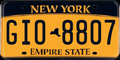 NY license plate GIO8807