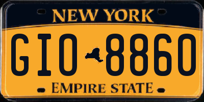 NY license plate GIO8860