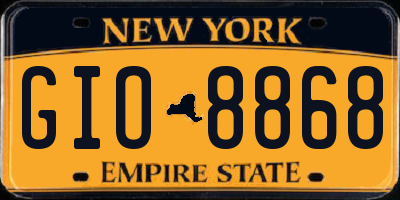 NY license plate GIO8868