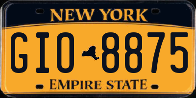 NY license plate GIO8875