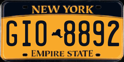 NY license plate GIO8892