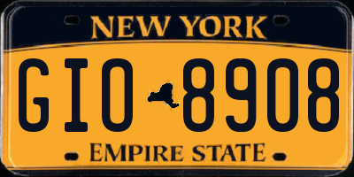 NY license plate GIO8908