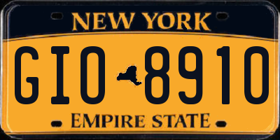 NY license plate GIO8910