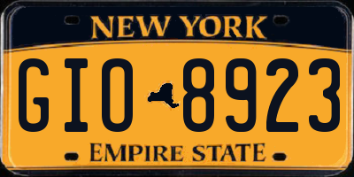 NY license plate GIO8923