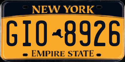 NY license plate GIO8926
