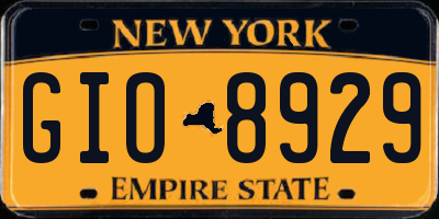 NY license plate GIO8929
