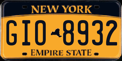 NY license plate GIO8932