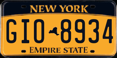 NY license plate GIO8934