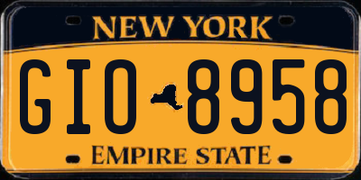 NY license plate GIO8958