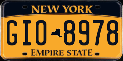 NY license plate GIO8978