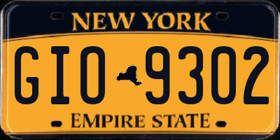 NY license plate GIO9302