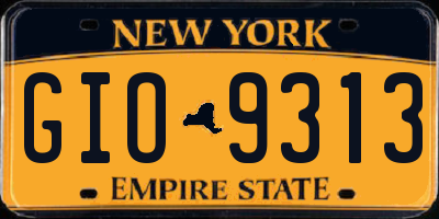NY license plate GIO9313