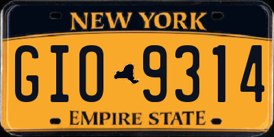 NY license plate GIO9314