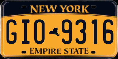 NY license plate GIO9316