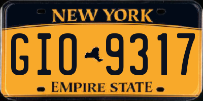 NY license plate GIO9317
