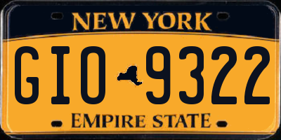 NY license plate GIO9322
