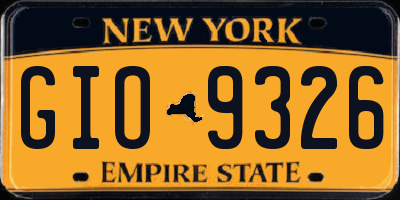 NY license plate GIO9326