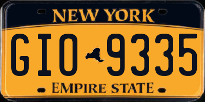 NY license plate GIO9335
