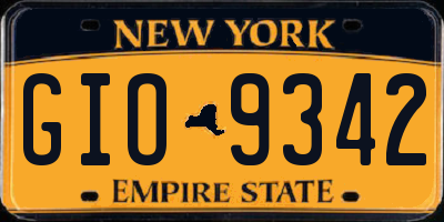 NY license plate GIO9342