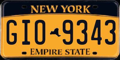 NY license plate GIO9343