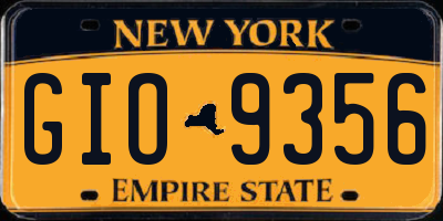 NY license plate GIO9356
