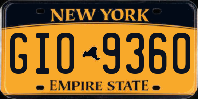 NY license plate GIO9360