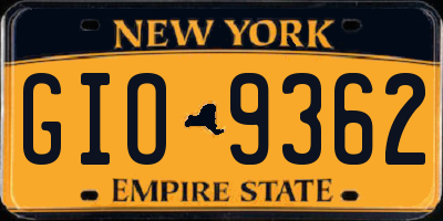 NY license plate GIO9362