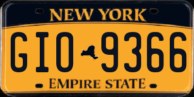 NY license plate GIO9366