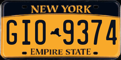 NY license plate GIO9374
