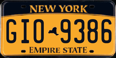 NY license plate GIO9386