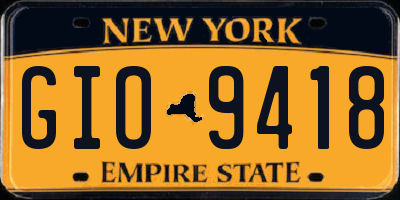 NY license plate GIO9418
