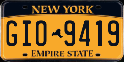 NY license plate GIO9419
