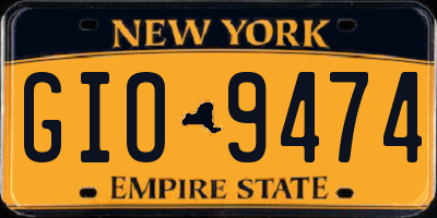 NY license plate GIO9474