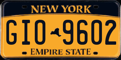 NY license plate GIO9602
