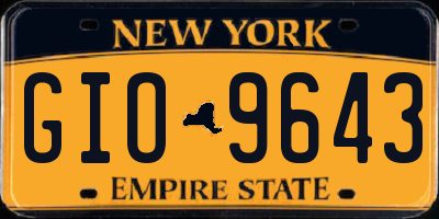 NY license plate GIO9643