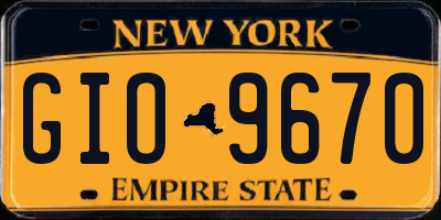 NY license plate GIO9670