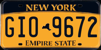 NY license plate GIO9672