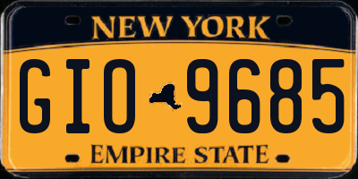 NY license plate GIO9685
